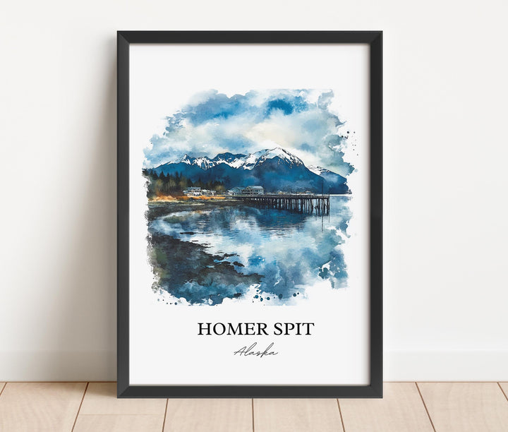 Homer Spit Wall Art, Kachemak Bay Print, Alaska Watercolor Art, Homer Spit Alaska Gift, Travel Print, Travel Poster, Housewarming Gift