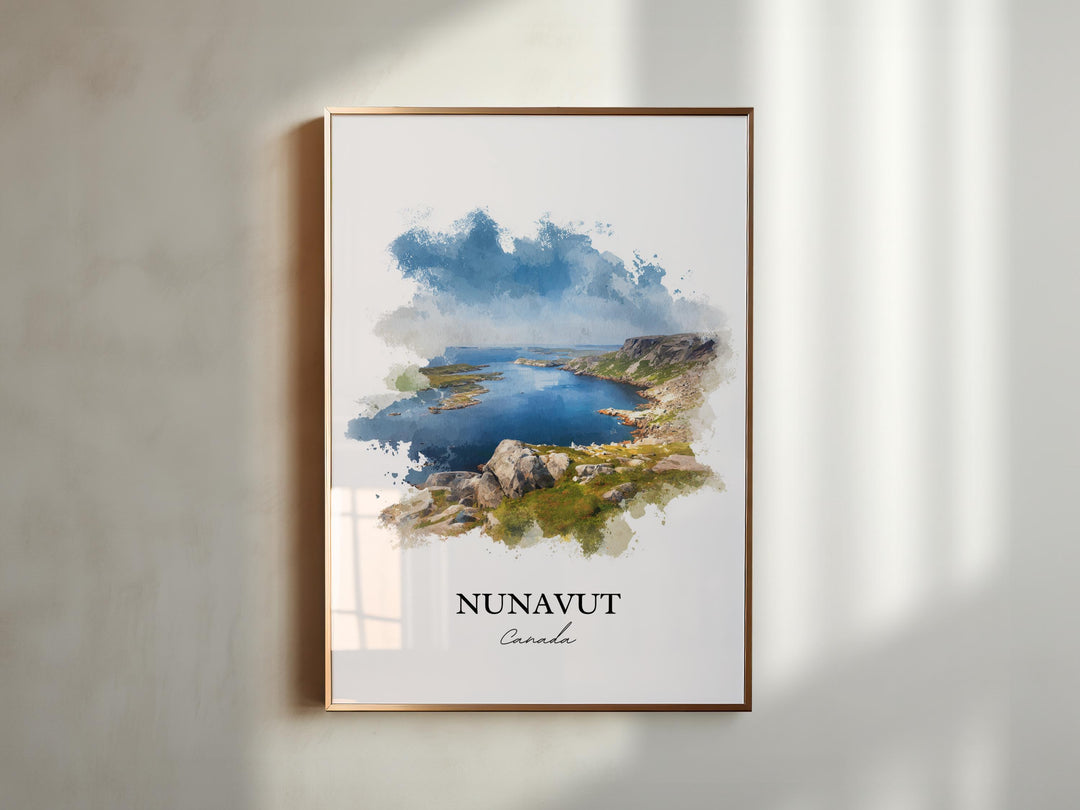 Nunavut Wall Art, Nunavut Canada Print, Canada Watercolor Art, Northern Canada Gift, Nunavut Travel Print, Travel Poster, Housewarming Gift