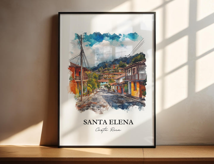 Santa Elena Wall Art, Monteverde Print, Costa Rica Watercolor Art, Santa Elena Gift, Travel Print, Travel Poster, Housewarming Gift