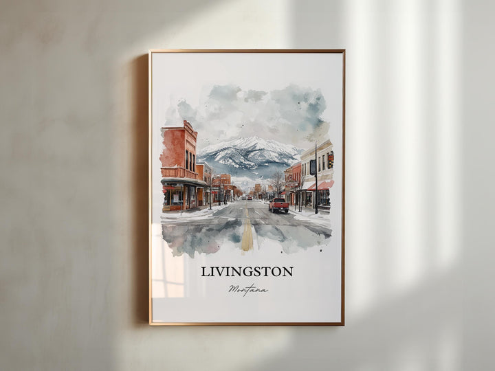 Livingston MT Wall Art, Montana Print, Yellowstone River Watercolor, Livingston Montana Gift, Travel Print, Travel Poster, Housewarming Gift