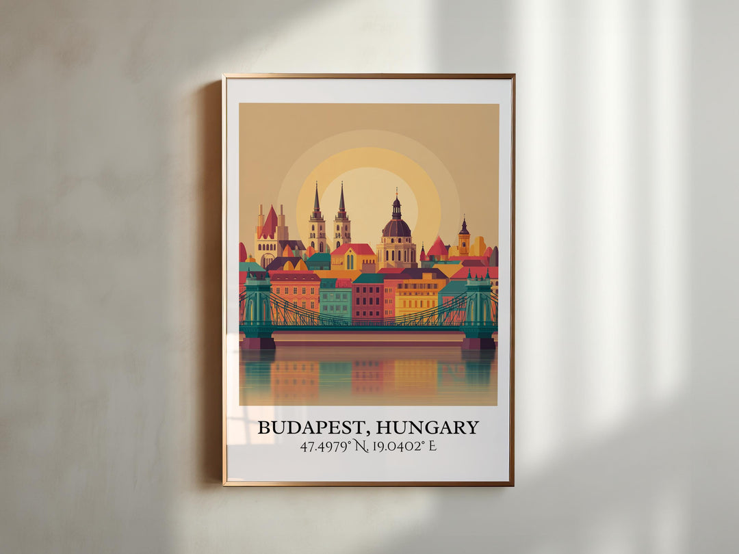 Budapest Art, Budapest Retro Travel Art, Budapest Home Decor, Budapest Hungary Gift, Hungary Travel Art, Travel Prints, Housewarming Gift