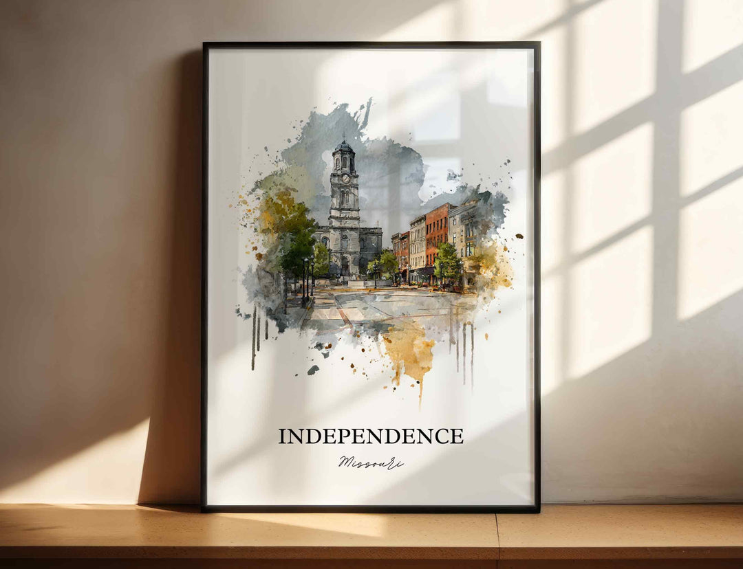 Independence, Missouri Wall Art, Missouri Print, Missouri Watercolor Art, Independence MO Gift, Travel Print, Travel Poster, Housewarming Gift