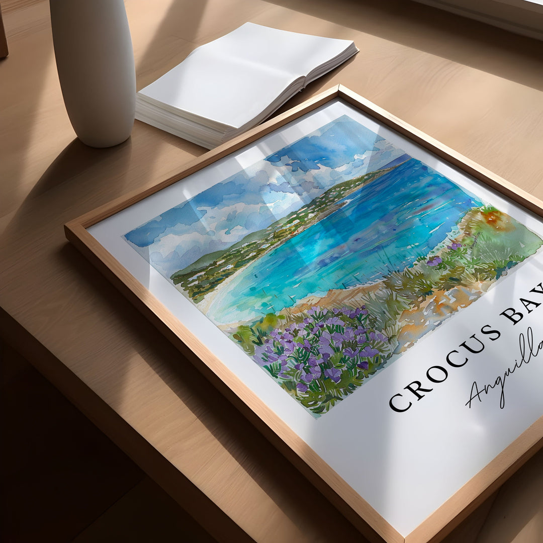 Crocus Bay Art, Anguilla Print, Anguilla Watercolor, Anguilla Travel Gift,