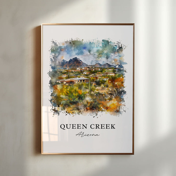 Queen Creek Arizona Art, Queen Creek Print, Queen Creek Watercolor, Queen Creek AZ Gift, Travel Poster, Housewarming Gift