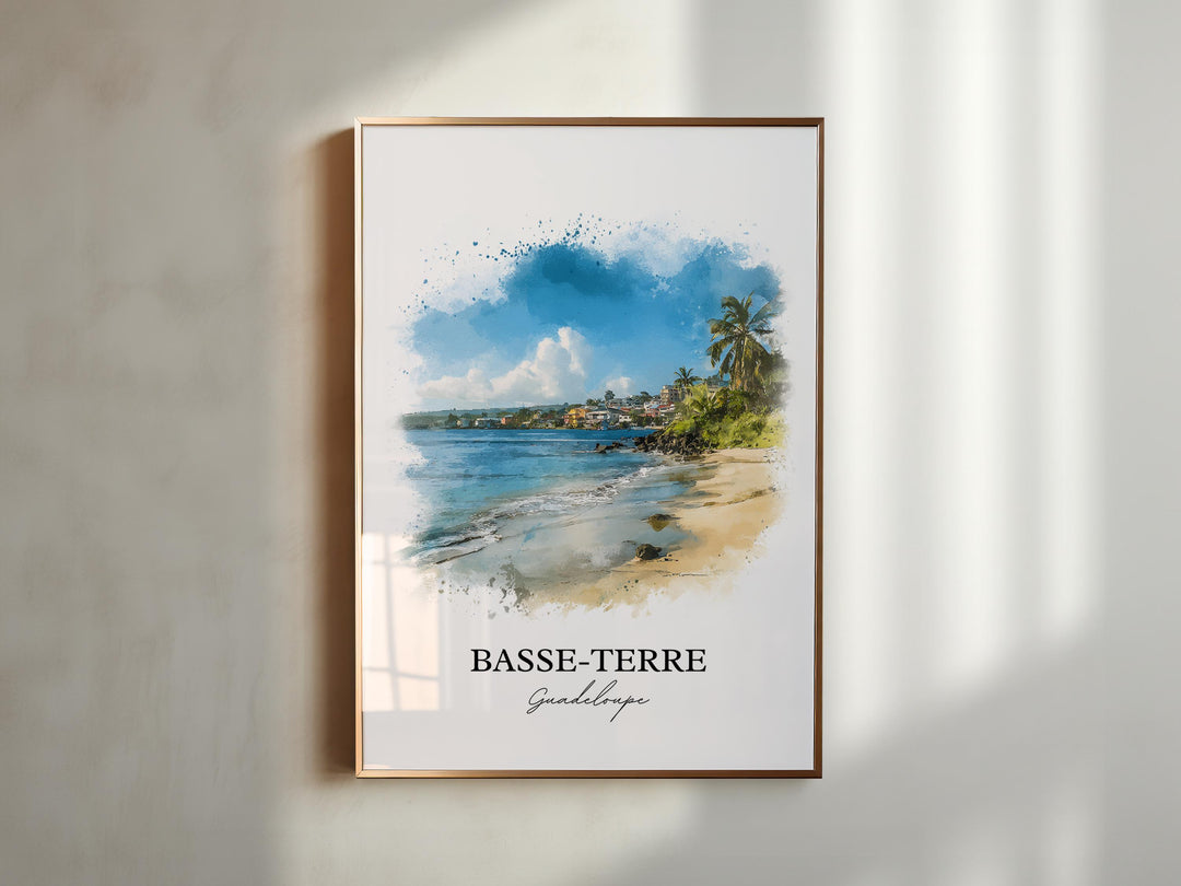 Basse-Terre Wall Art, Guadeloupe Print, Guadeloupe Watercolor Art, Caribbean Gift, Caribbean Travel Print, Travel Poster, Housewarming Gift