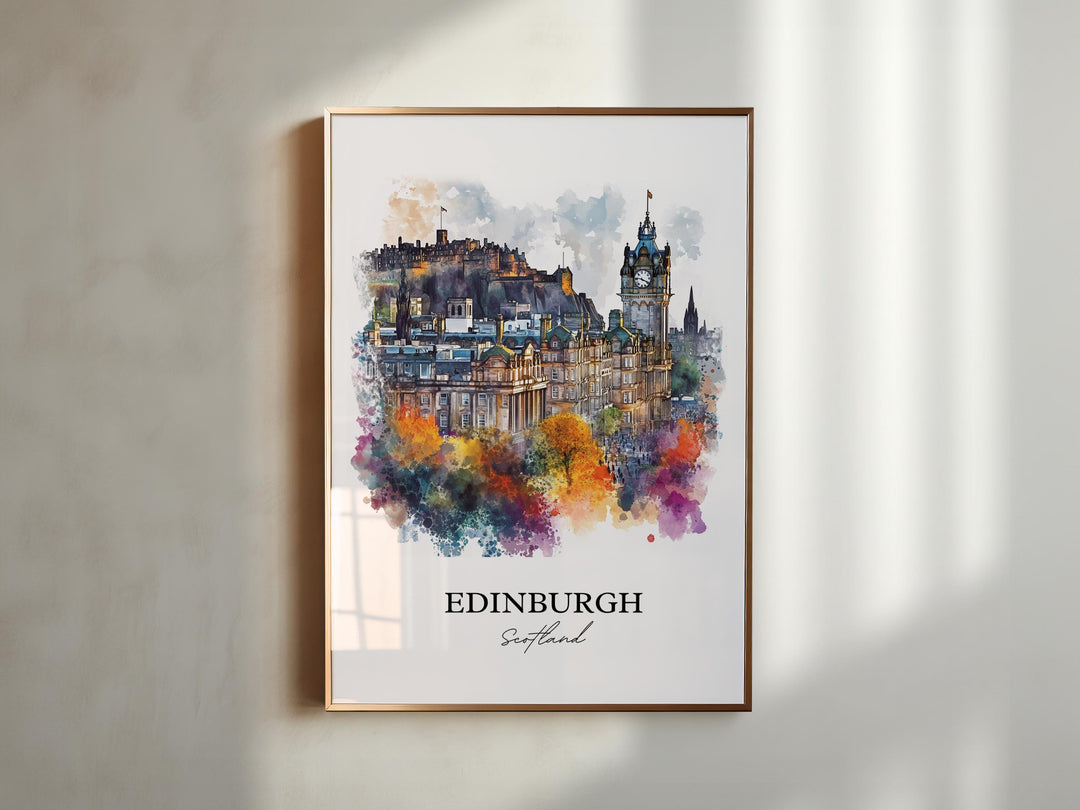 Edinburgh Wall Art, Edinburgh Print, Scotland Watercolor Art, Edinburgh Scotland Gift, Travel Print, Travel Poster, Housewarming Gift