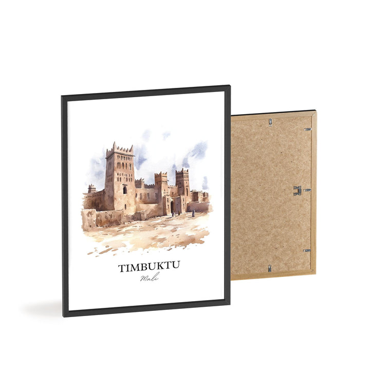 Timbuktu Wall Art, Mali Africa Print, Mali Watercolor Art, Timbuktu Mali Gift, Travel Print, Travel Poster, Housewarming Gift