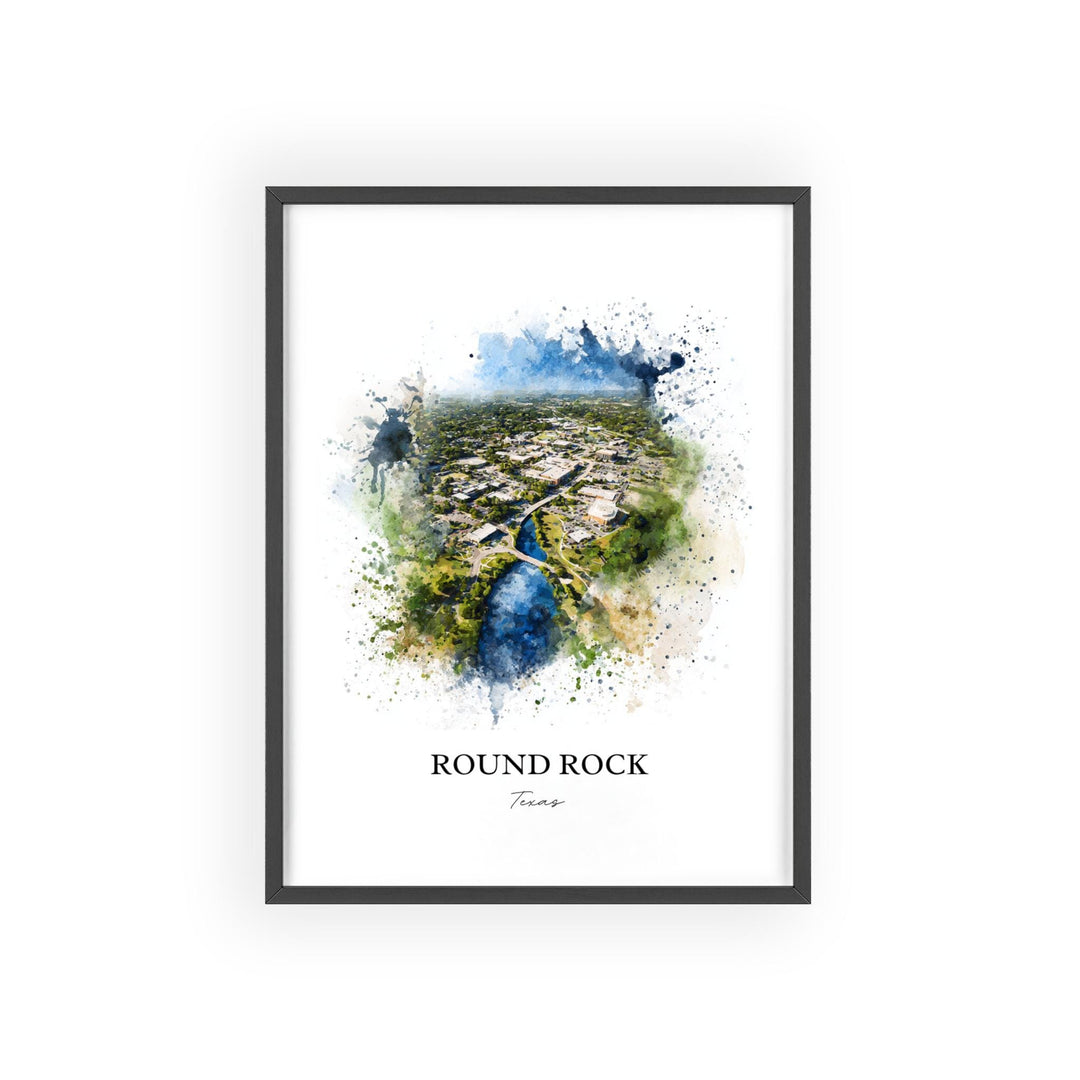 Round Rock, Texas – Watercolor Art Print