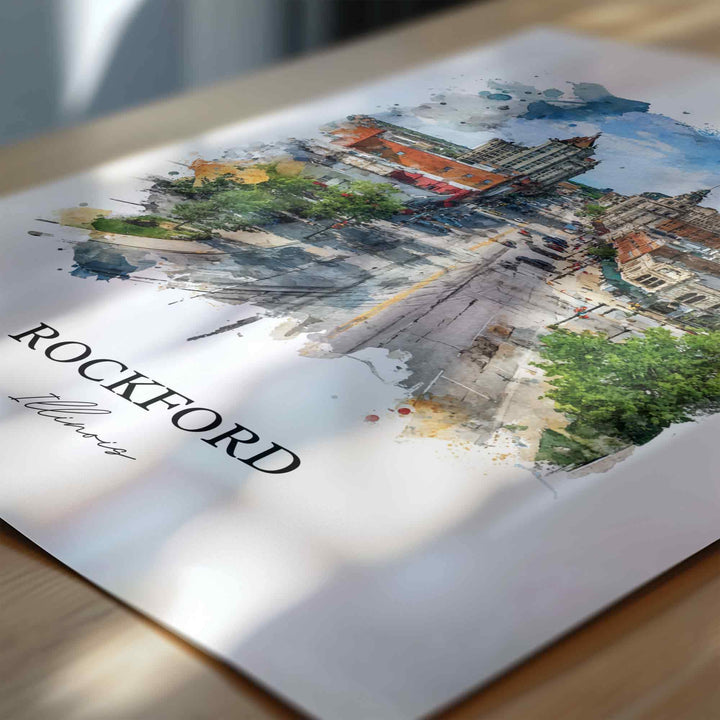 Rockford, Illinois – Watercolor Art Print
