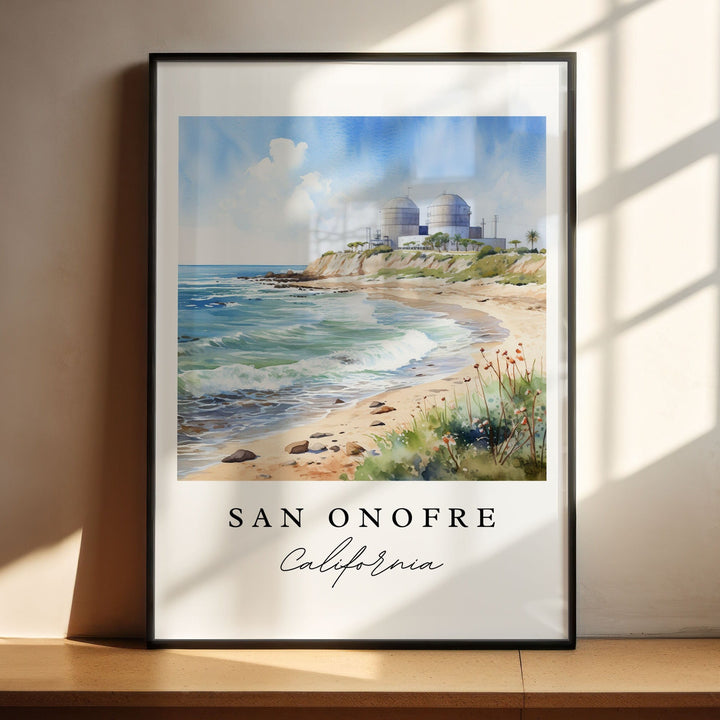 San Onofre CA wall art - San Diego Cali art, San Onofre matte print, Wedding gift, Birthday present, Custom Text, Perfect Gift