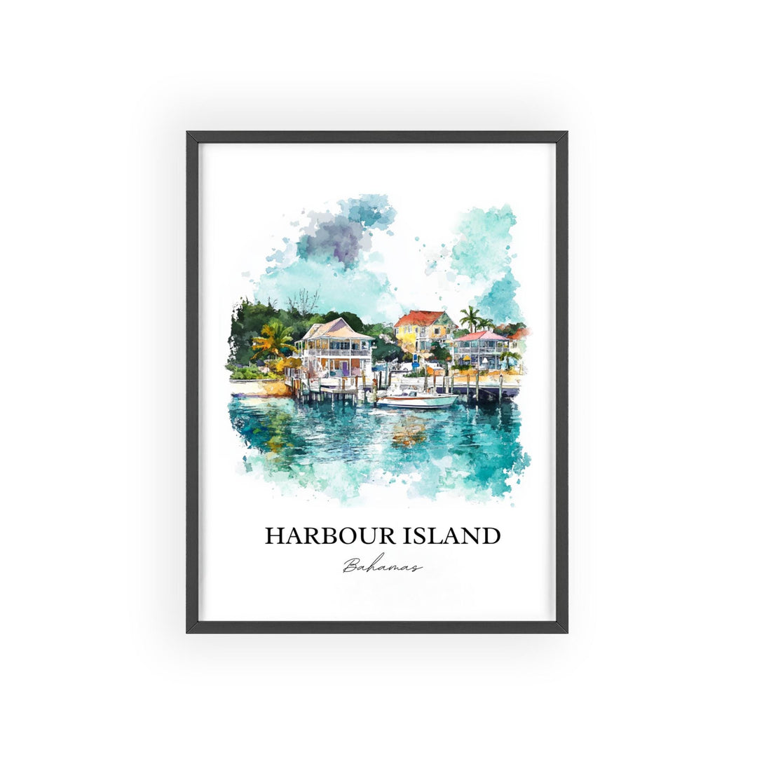 Harbour Island Wall Art, Harbour Island Print, Bahamas Watercolor Art, Harbour Island Gift, Travel Print, Travel Poster, Housewarming Gift