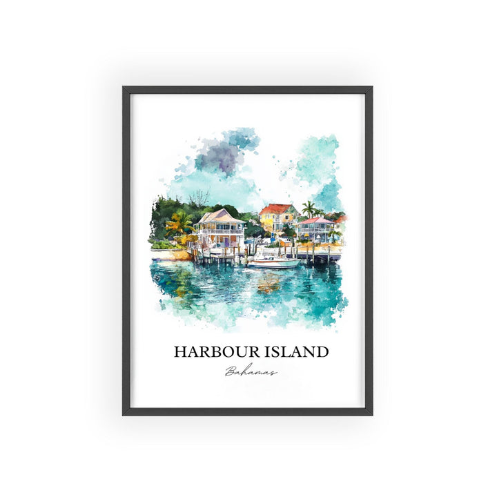 Harbour Island Wall Art, Harbour Island Print, Bahamas Watercolor Art, Harbour Island Gift, Travel Print, Travel Poster, Housewarming Gift