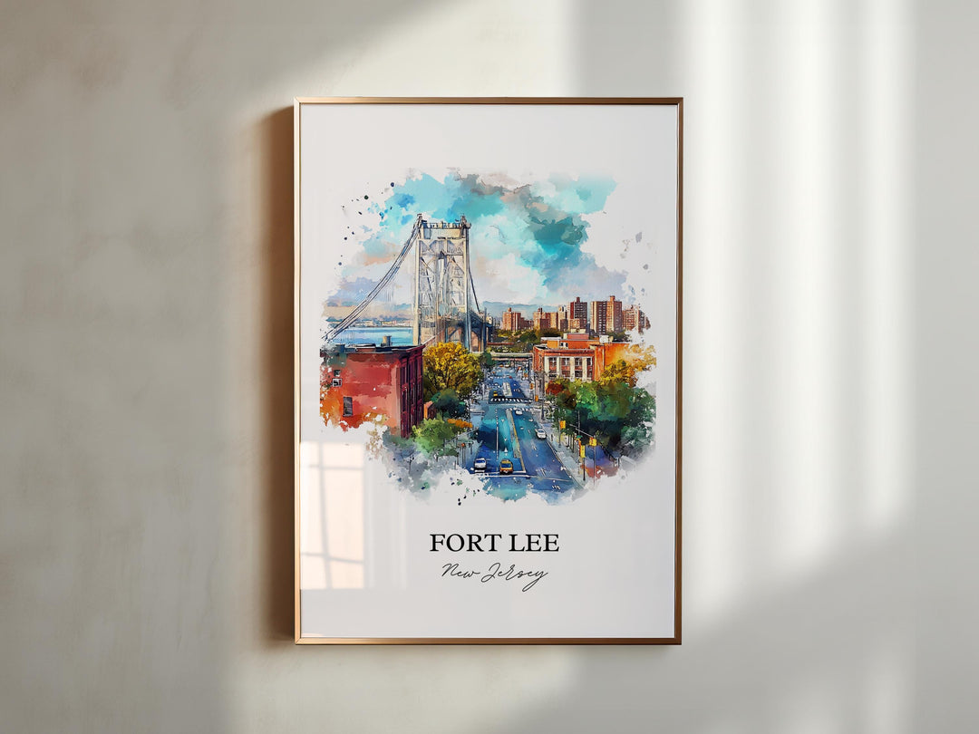 Fort Lee, New Jersey, USA – Watercolor Art Print of GW Bridge