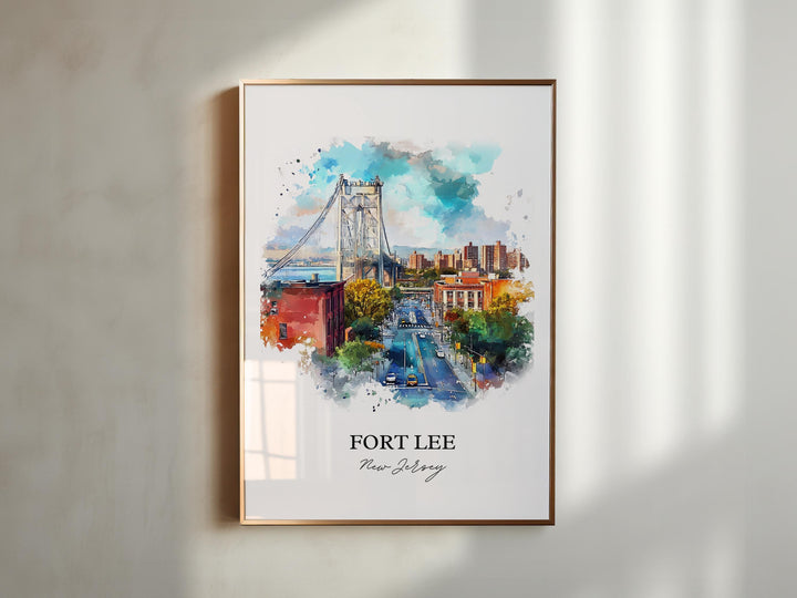 Fort Lee, New Jersey, USA – Watercolor Art Print of GW Bridge