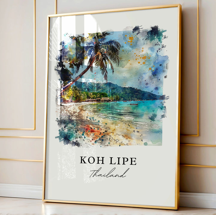 Koh Lipe Thailand Art, Koh Lipe Thailand Print, Andaman Sea Watercolor Art, Koh Lipe Gift,