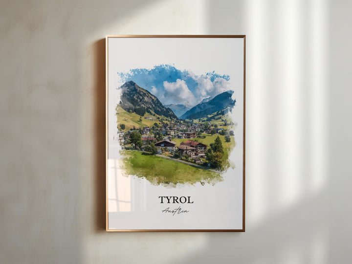 Tyrol Wall Art, Tyrol Austria Print, Austria Watercolor Art, Austria Gift, Tyrol Austria Travel Print, Travel Poster, Housewarming Gift