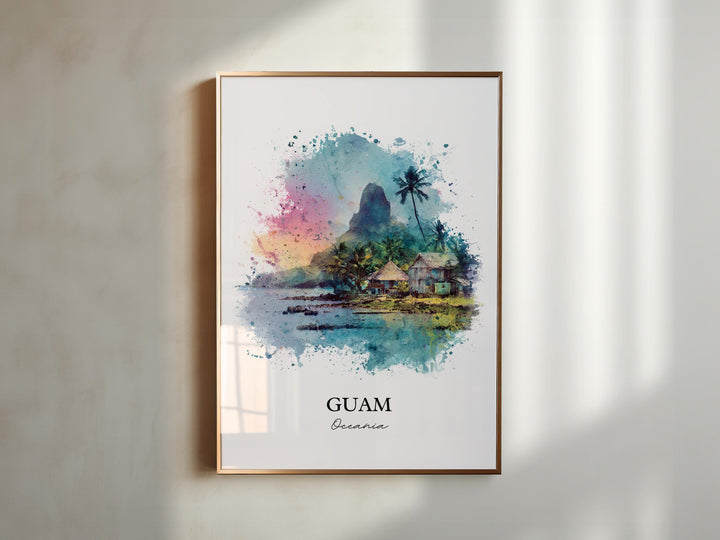 Guam Wall Art, Guam Print, Guam Watercolor Art, Guam Gift, Travel Print, Travel Poster, Housewarming Gift