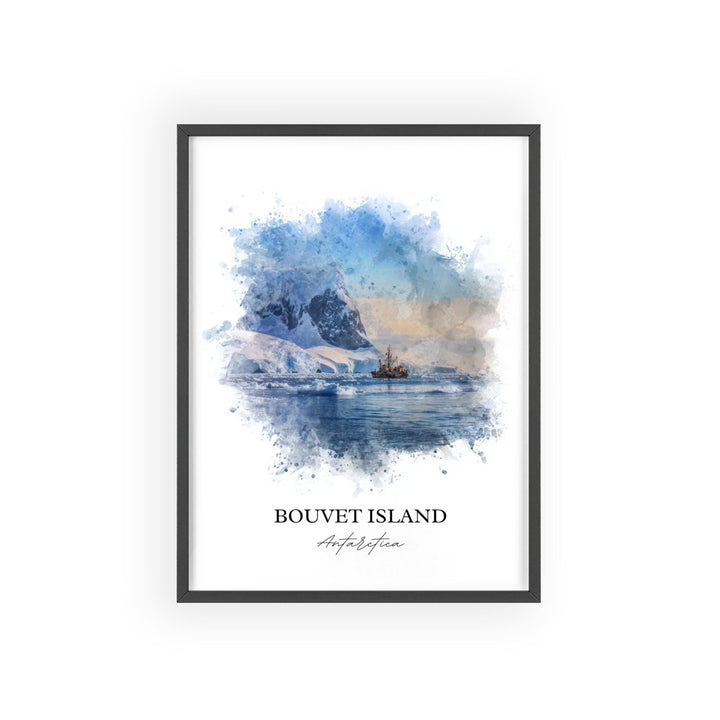 Bouvet Island Wall Art, Antarctica Print, Antarctica Watercolor Art, Bouvet Island Gift, Travel Print, Travel Poster, Housewarming Gift