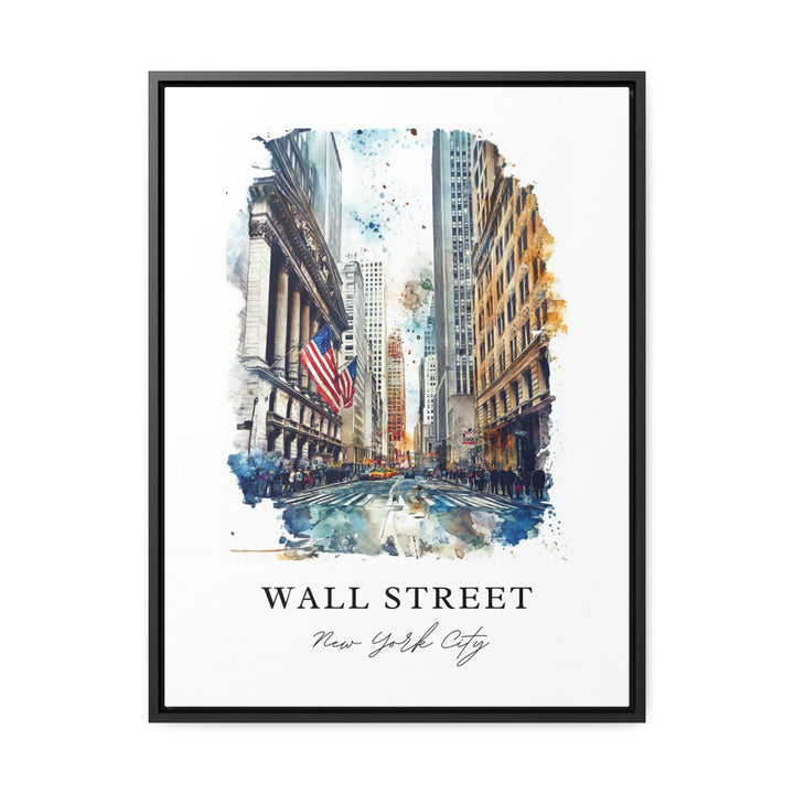 Wall Street NYC Art, Wall Street Print, Lower Manhattan Watercolor Art, Wall Street Gift,