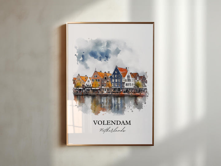Volendam Wall Art, Dutch Print, Netherlands Watercolor Art, Volendam Gift, Travel Print, Travel Poster, Housewarming Gift