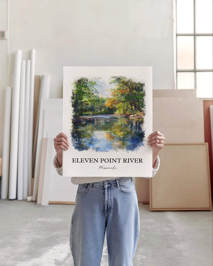 Eleven Point River Art, Ozarks Print, Ozarks Watercolor Art, Eleven Point River Gift, Travel Print, Travel Poster, Housewarming Gift
