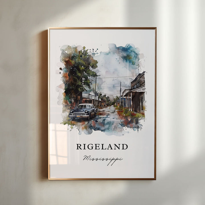 Rigeland MS Art, Rigeland Mississippi Print, Madison County MS Watercolor, Jackson MS Gift,