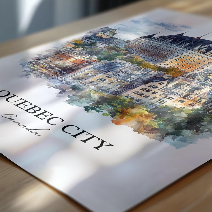 Quebec City Wall Art, Saint Lawrence River Print, Canada Watercolor Art, Quebec City Gift, Travel Print, Travel Poster, Housewarming Gift