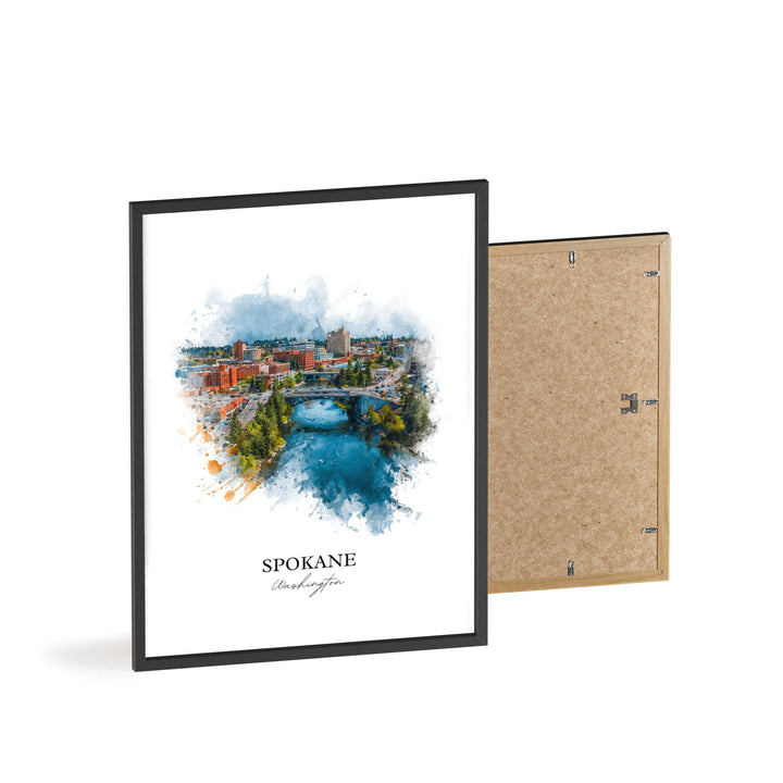 Spokane WA Wall Art, Spokane Print, Spokane Washington Watercolor Art, Washington State Gift, Travel Print, Travel Poster, Housewarming Gift