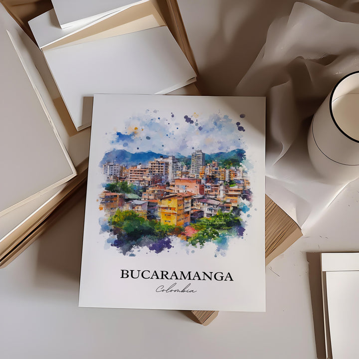 Bucaramanga Wall Art, Santander Print, Colombia Watercolor Art, Bucaramanga Gift, Travel Print, Travel Poster, Housewarming Gift