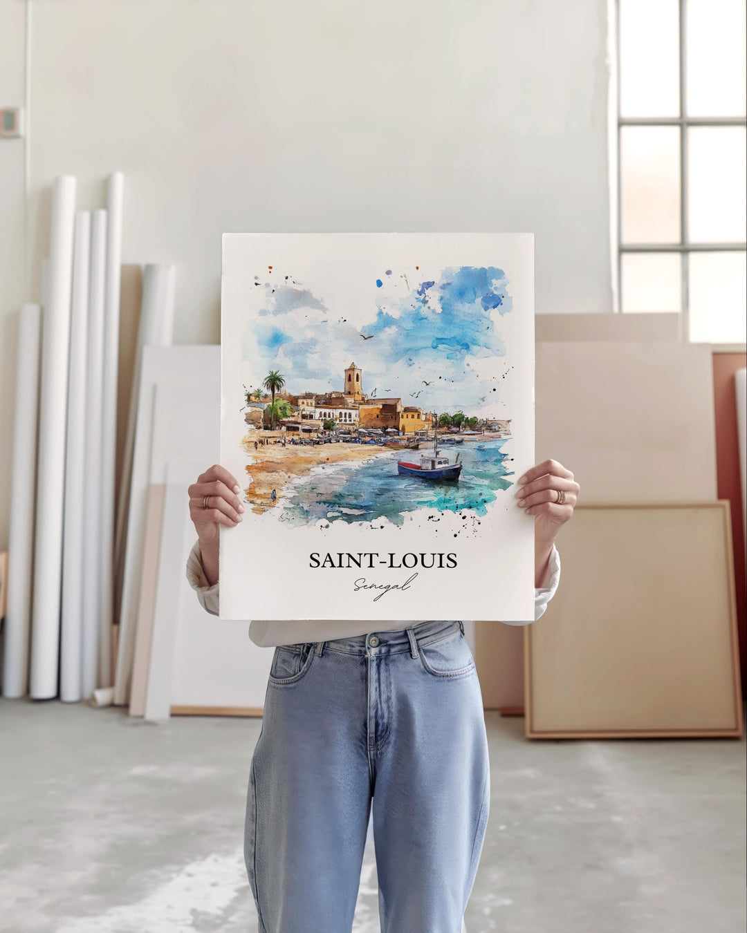 Saint-Louis Senegal Wall Art, Senegal Print, Senegal Watercolor Art, Saint Louis Africa Gift, Travel Print, Travel Poster, Housewarming Gift