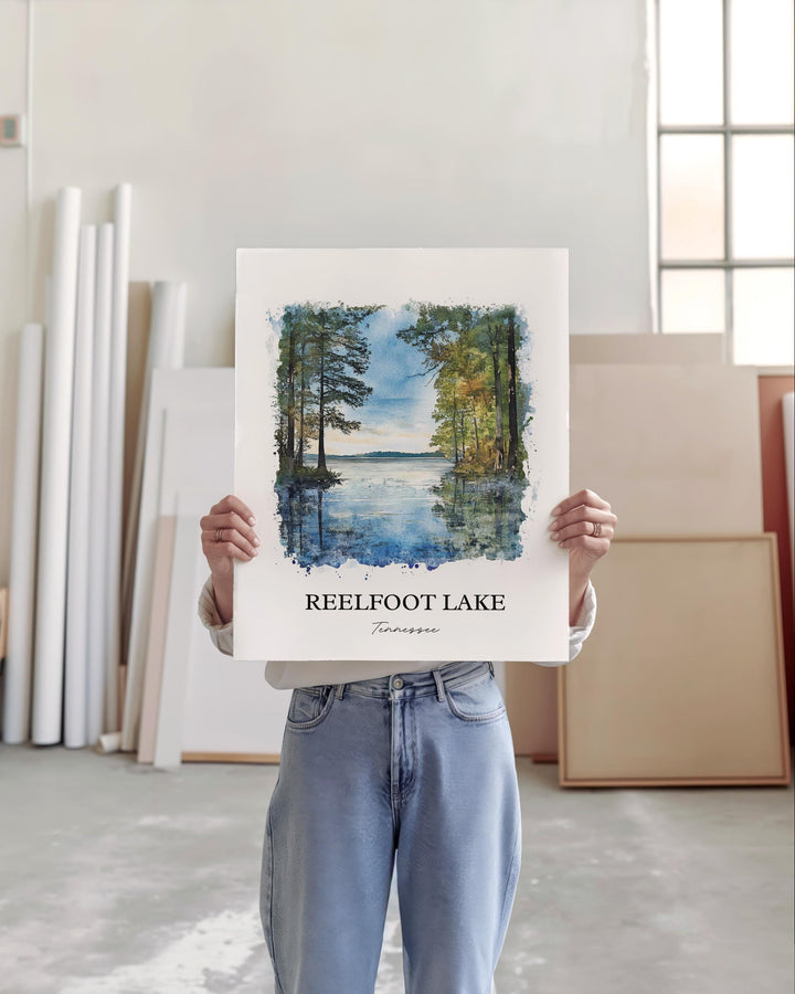 Reelfoot Lake Wall Art, Tiptonville TN Print, Tennessee Watercolor Art, Reelfoot Lake Gift, Travel Print, Travel Poster, Housewarming Gift