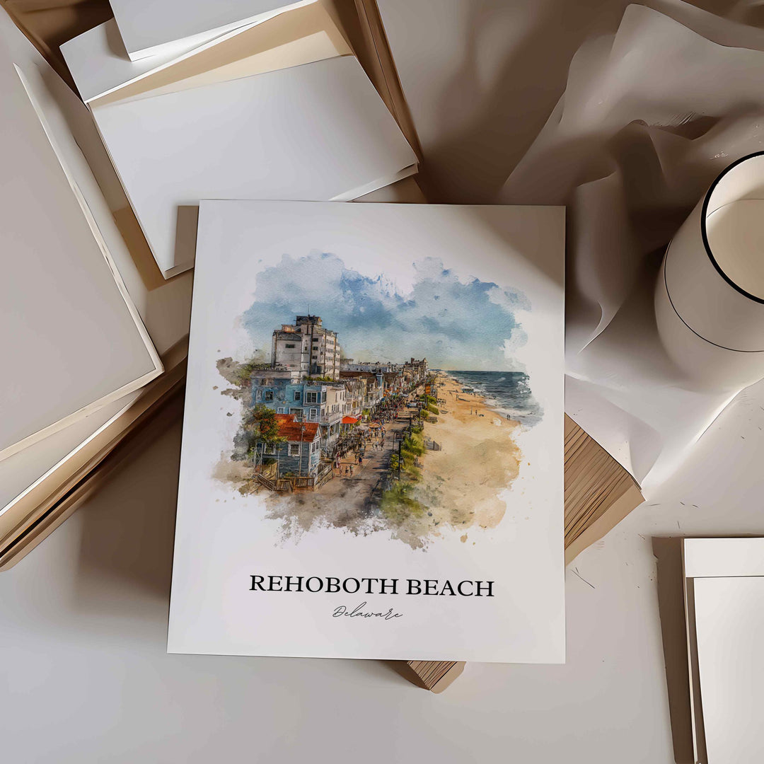 Rehoboth Beach, Delaware – Watercolor Art Print
