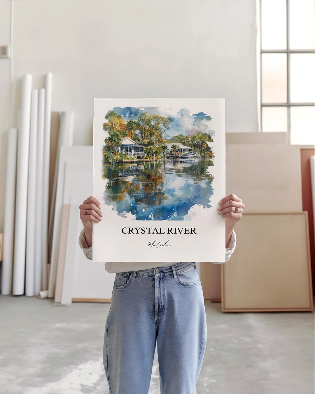 Crystal River, FL, USA – Watercolor Art Print