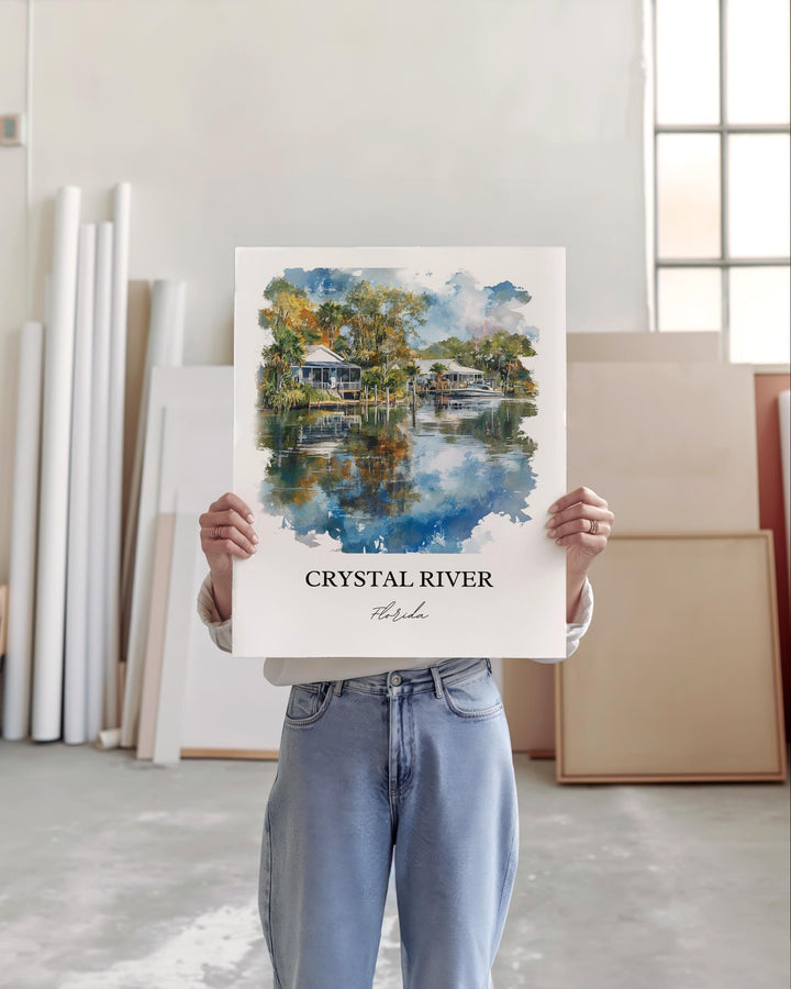 Crystal River, FL, USA – Watercolor Art Print