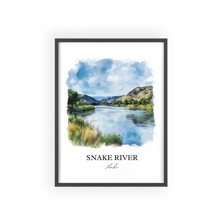 Snake River ID Wall Art, Columbia River Print, Idaho Watercolor Art, Snake River Gift, Travel Print, Travel Poster, Housewarming Gift