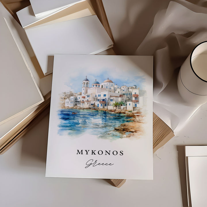 Mykonos Greece wall art - Greece, Mykonos poster, Mykonos Wedding gift, Birthday present, Custom Text, Personalised Gift