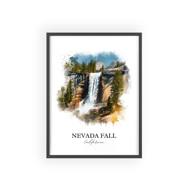 Nevada Fall Wall Art, Yosemite Print, California Watercolor Art, Nevada Fall Gift, Travel Print, Travel Poster, Housewarming Gift