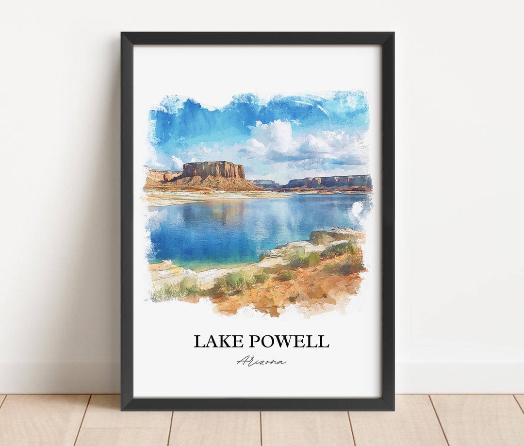 Lake Powell Wall Art, Glen Canyon AZ Print, Arizona Watercolor Art, Lake Powell AZ Gift, Travel Print, Travel Poster, Housewarming Gift