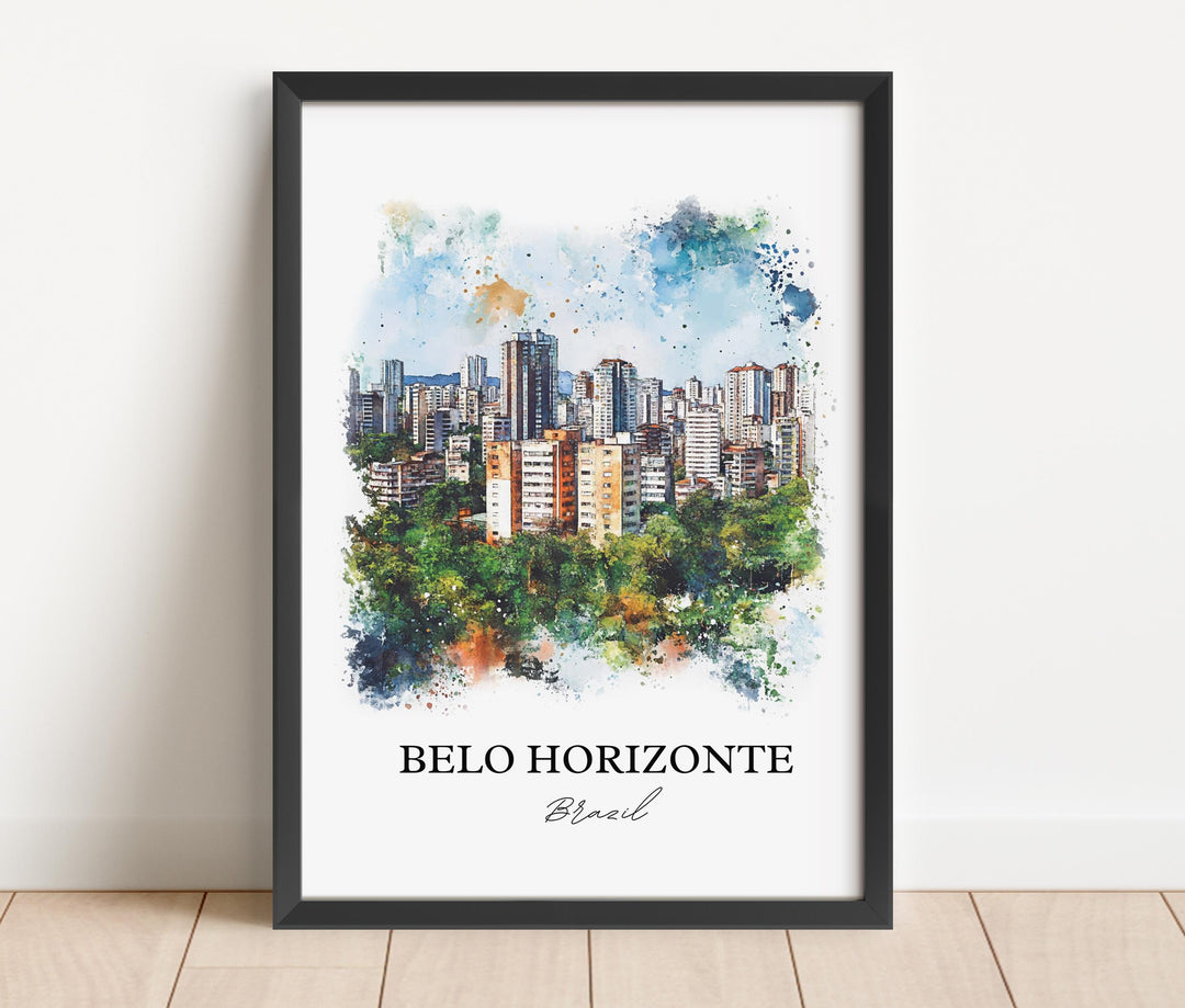 Belo Horizonte, Brazil – Watercolor Art Print