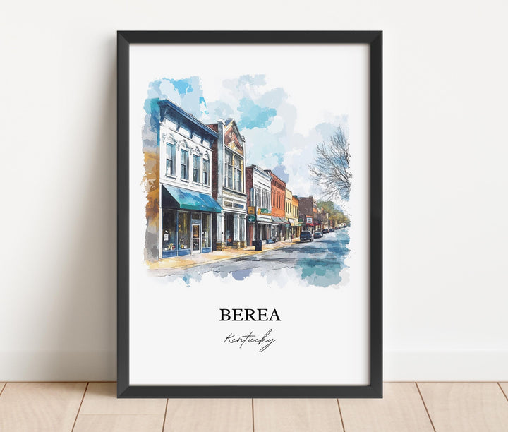 Berea KY Wall Art, Madison County Print, Kentucky Watercolor Art, Berea Kentucky Gift, Travel Print, Travel Poster, Housewarming Gift