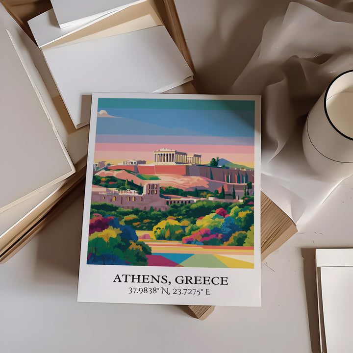 Athens Greece Art, Athens Retro Travel Art, Athens Greece Home Decor, Greece Gift, Greece Travel Art, Travel Prints, Housewarming Gift