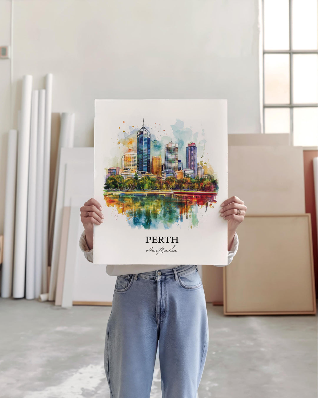 Perth Wall Art, Perth Print, Australia Watercolor Art, Perth Australia Gift, Travel Print, Travel Poster, Housewarming Gift
