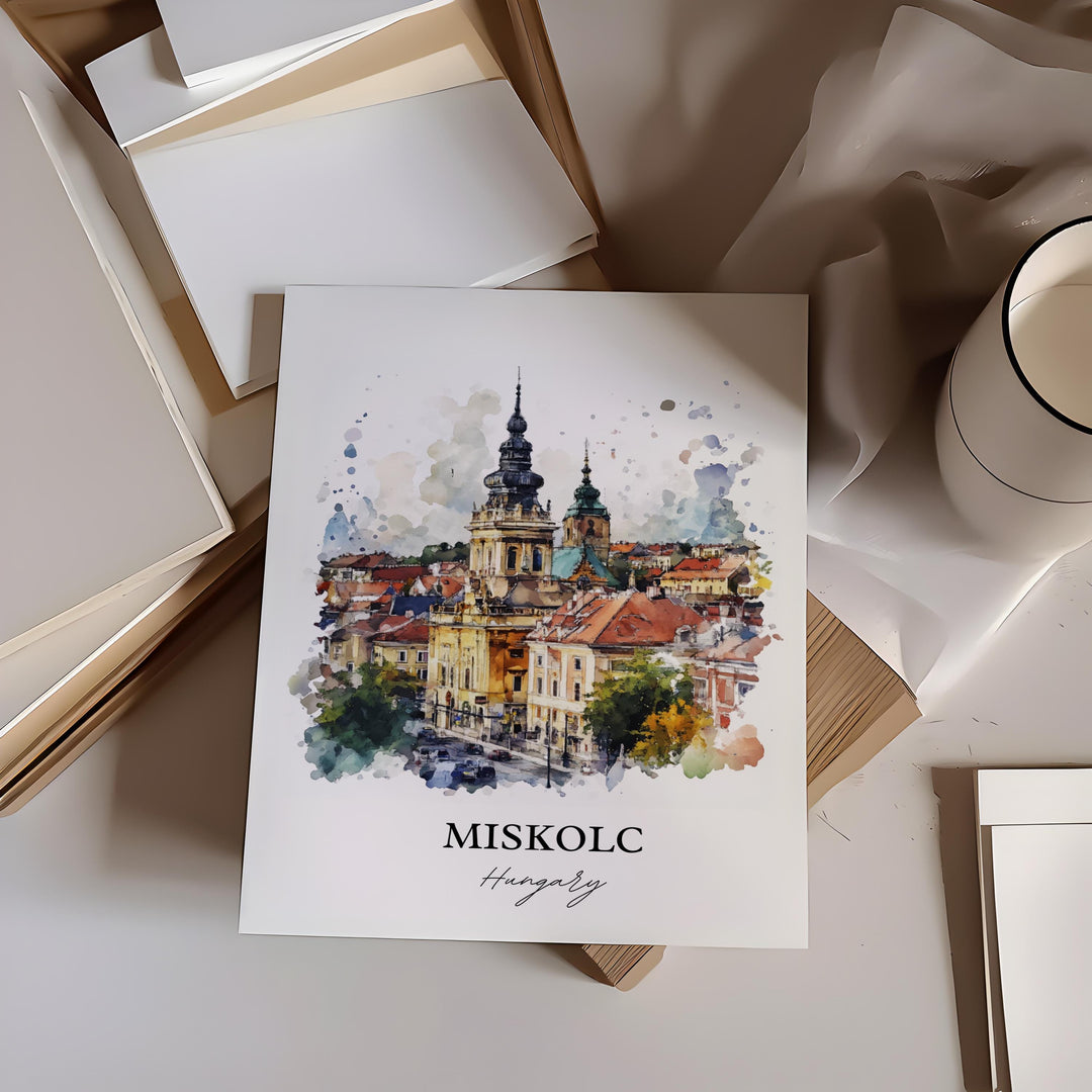Miskolc Wall Art, Northern Hungary Print, Hungary Watercolor Art, Miskolc Hungary Gift, Travel Print, Travel Poster, Housewarming Gift