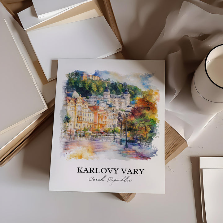 Karlovy Vary Wall Art, Czech Republic Print, Carlsbad Watercolor Art, Karlovy Vary Gift, Travel Print, Travel Poster, Housewarming Gift