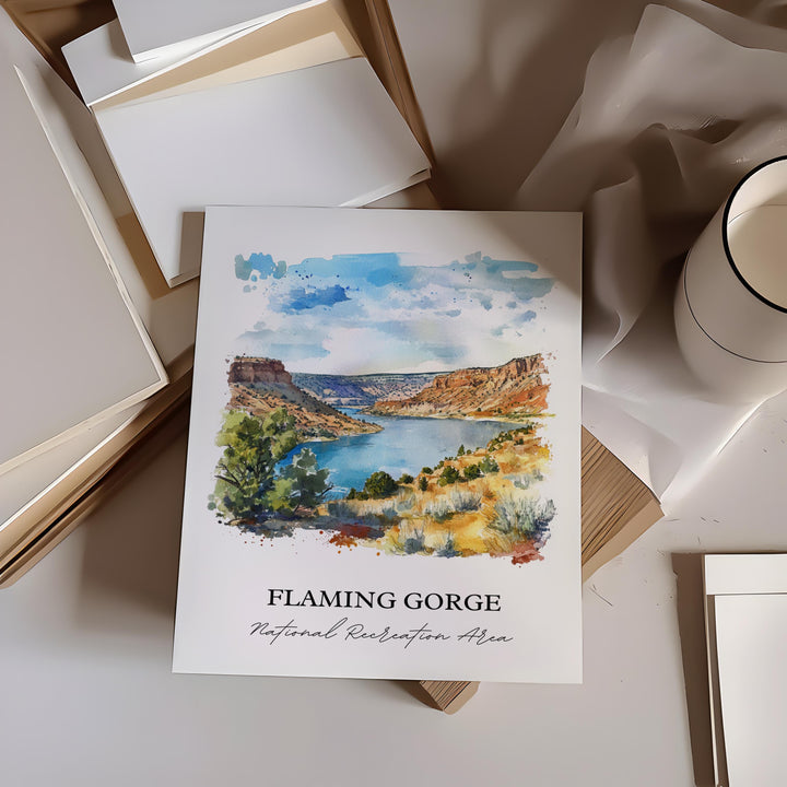 Flaming Gorge, USA – Watercolor Art Print