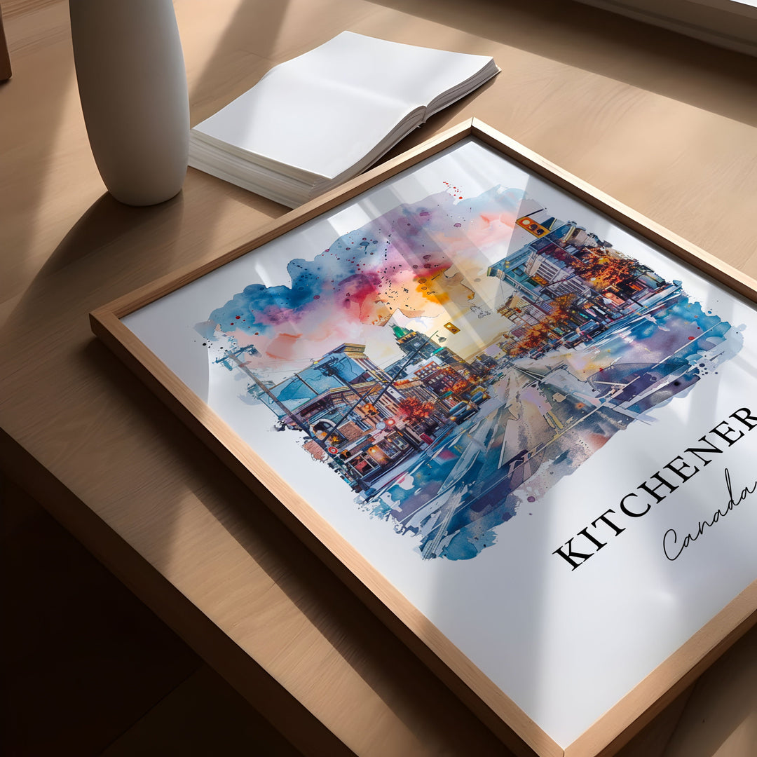 Kitchener Ontario Wall Art, Kitchener Canada Print, Kitchener Watercolor, Kitchener Gift,