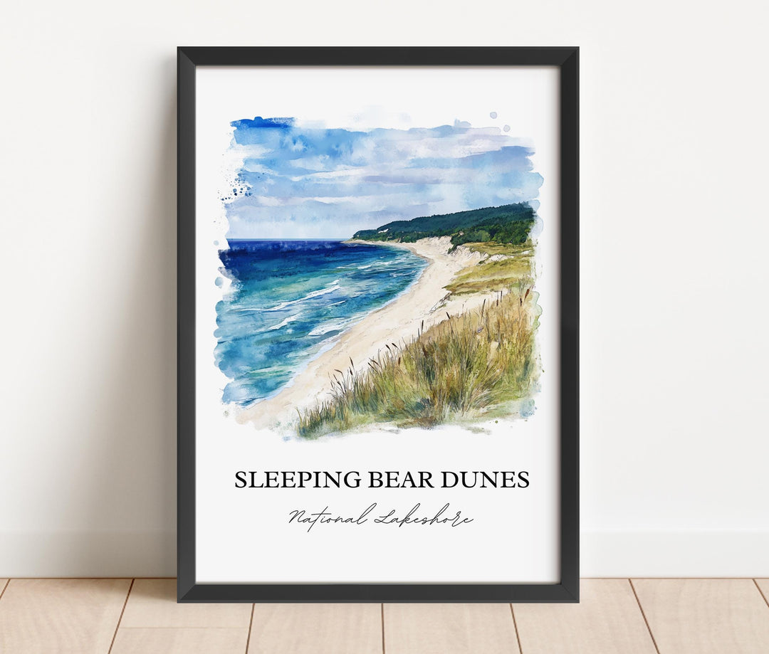 Sleeping Bear Dunes Art, Manitou islands Print, Michigan Artwork, Sleeping Bear Dunes Gift, Travel Print, Travel Poster, Housewarming Gift