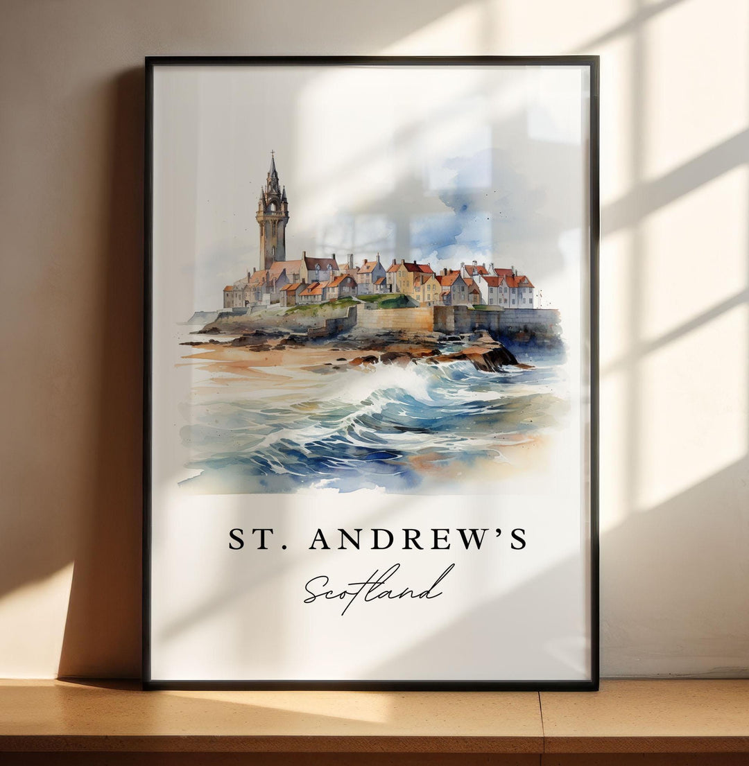 St Andrews Scotland wall art - Scotland, St. Andrew's poster print, Scotland Wedding gift, Birthday present, Custom Text, Perfect Gift