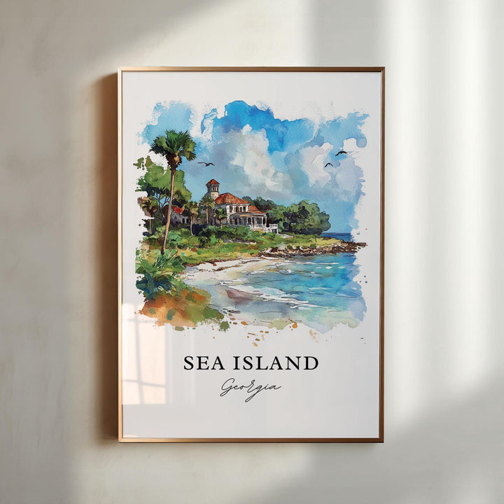 Sea Island GA Wall Art, Sea Islands Goergia Print, Sea Island Watercolor, Glynn County Gift, Travel Print, Travel Poster, Housewarming Gift