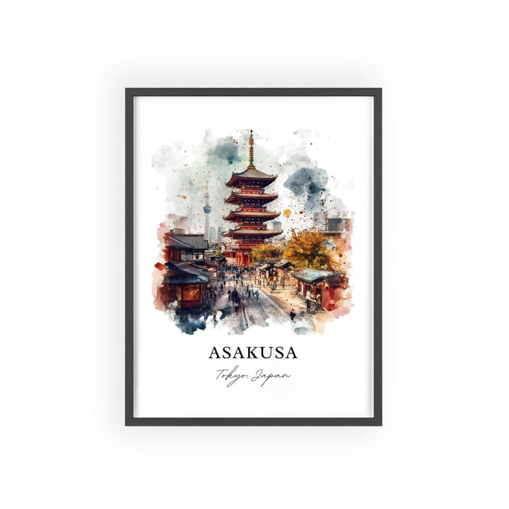 Asakusa Wall Art, Senso-ji Print, Tokyo Japan Watercolor Art, Asakusa Gift, Travel Print, Travel Poster, Housewarming Gift